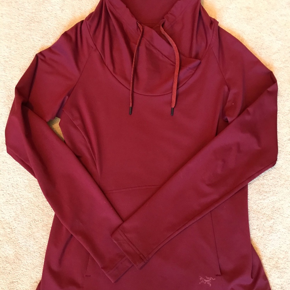Maroon cowl neck long sleeved tunic length